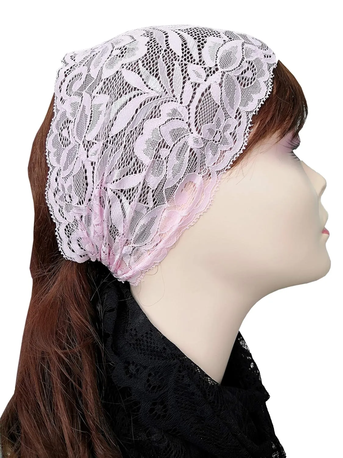 Stretch Wide Turban Headbands - Lace Yoga Headwrap for Women (Pink, One Size)