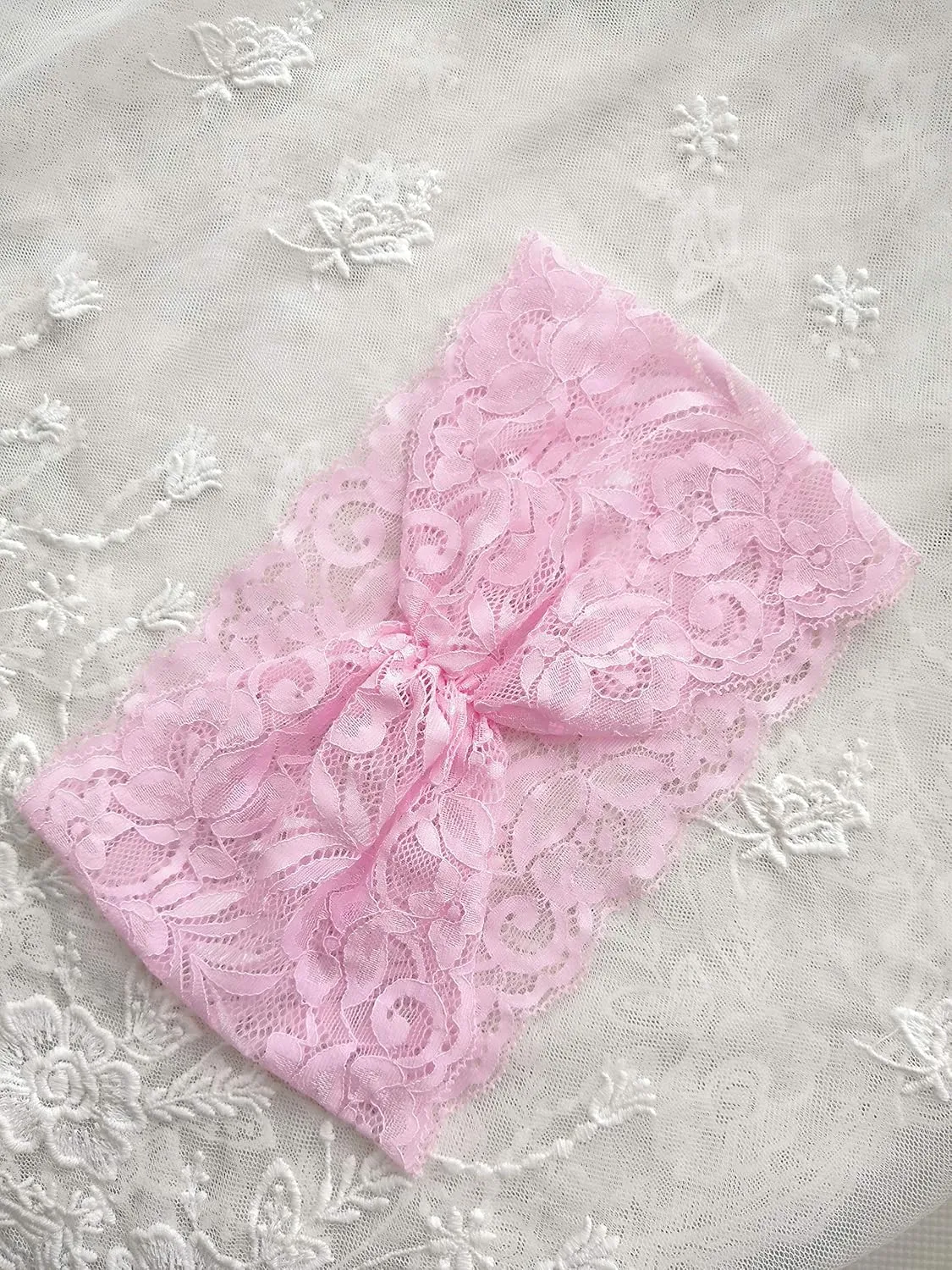 Stretch Wide Turban Headbands - Lace Yoga Headwrap for Women (Pink, One Size)