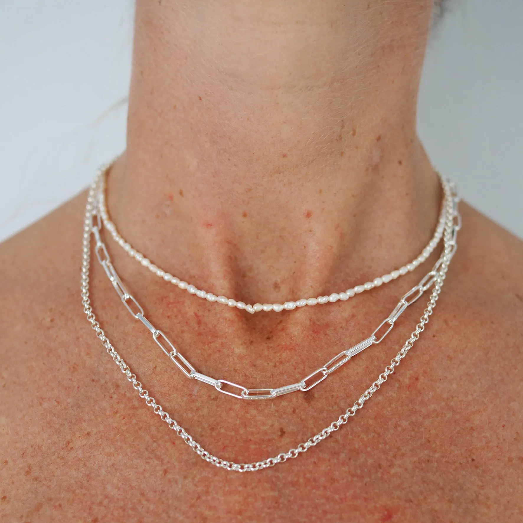 Timeless Mini Pearl Necklace - Silver