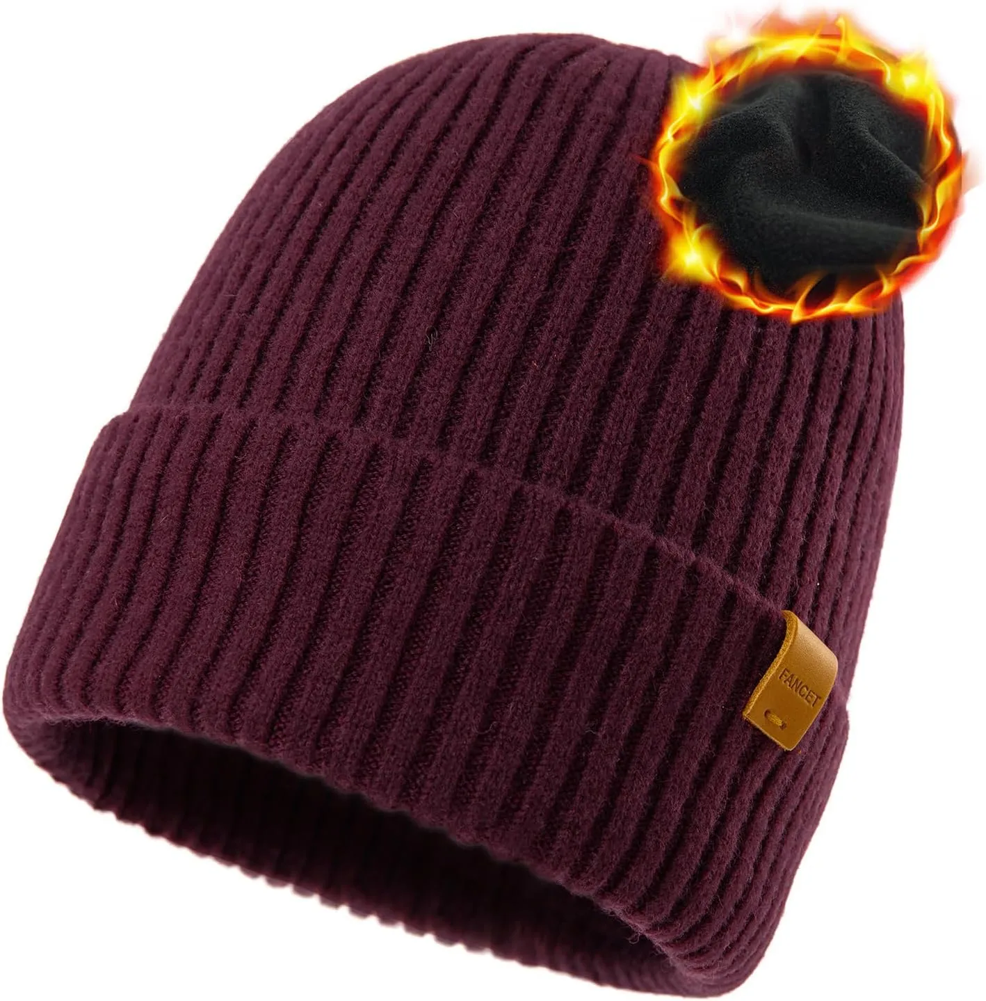 TOP-EX Oversized M L XL XXL 100% Merino Wool Beanie with Fleece Lining Cold Weather Winter Hat Big Head