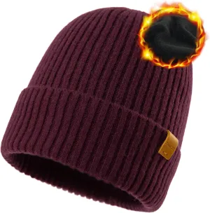 TOP-EX Oversized M L XL XXL 100% Merino Wool Beanie with Fleece Lining Cold Weather Winter Hat Big Head