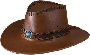 Vintage Western Cowboy Hat for Men Women - Wide Brim Cowgirl Fedora Hats Wide Brim Felt Cowboy Hat for Women Men