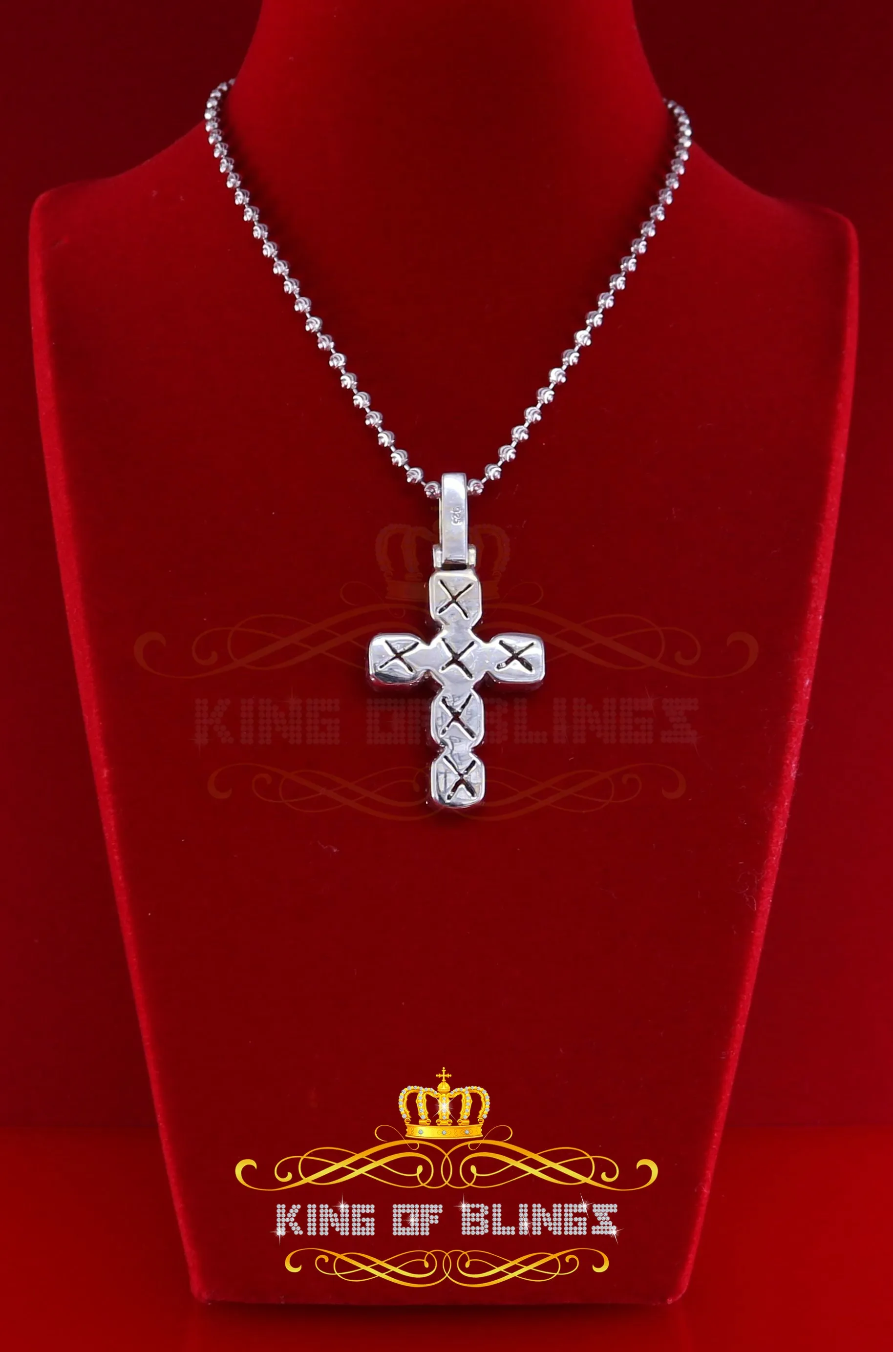 White Sterling Silver 925 CROSS Pendant Shape Pendant with 8.03ct Cubic Zirconia