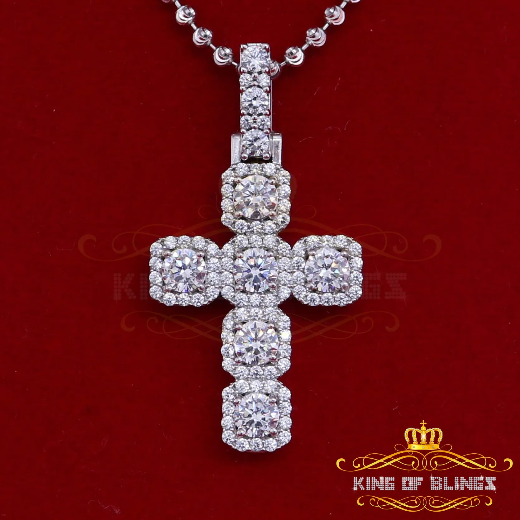 White Sterling Silver 925 CROSS Pendant Shape Pendant with 8.03ct Cubic Zirconia