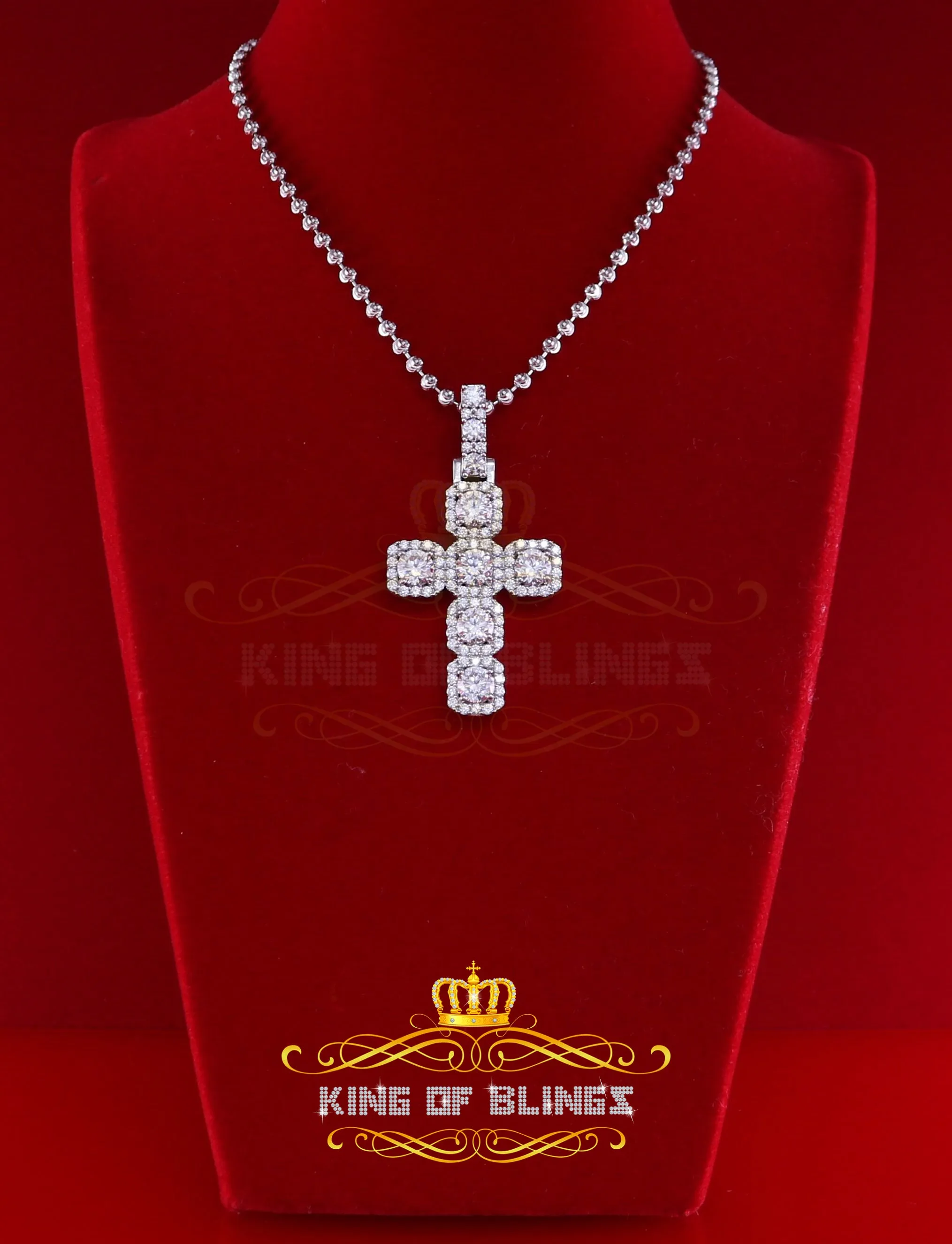 White Sterling Silver 925 CROSS Pendant Shape Pendant with 8.03ct Cubic Zirconia