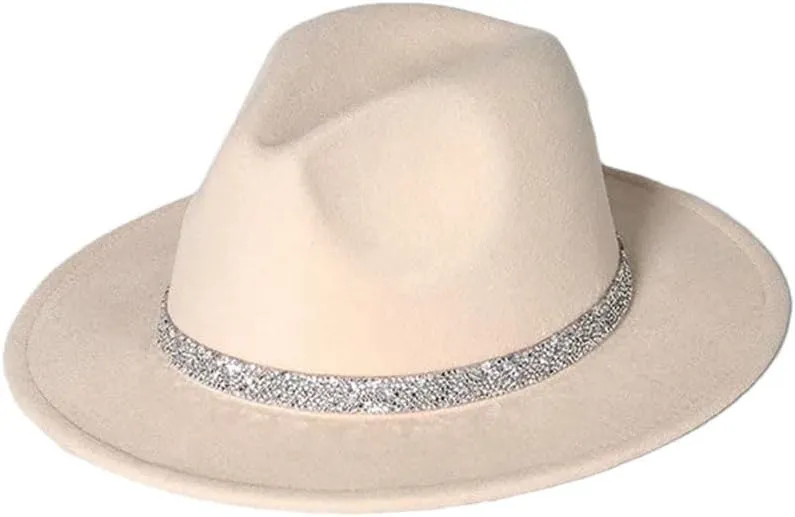 Women Fedora Hats with Diamond Band Fashion Wedding Party Jazz Cap Unisex Church Hat Bucket Hats 28 58-61cm