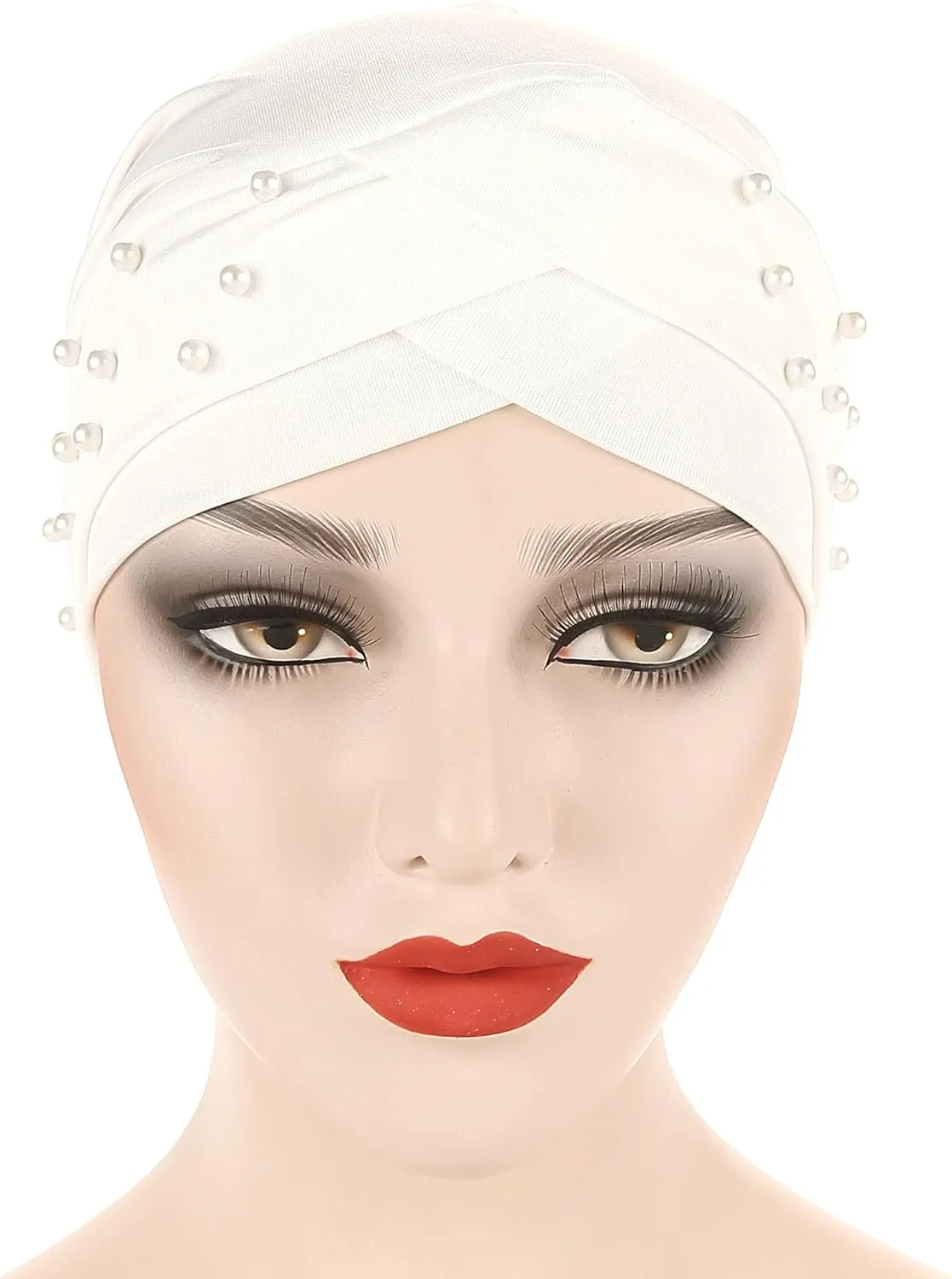 Women Turban Head Wrap Pre-Tied Beaded Silky Cap Chemo Beanies Chemical Cancer Hair Cover Hat